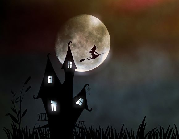 witch's house and moon