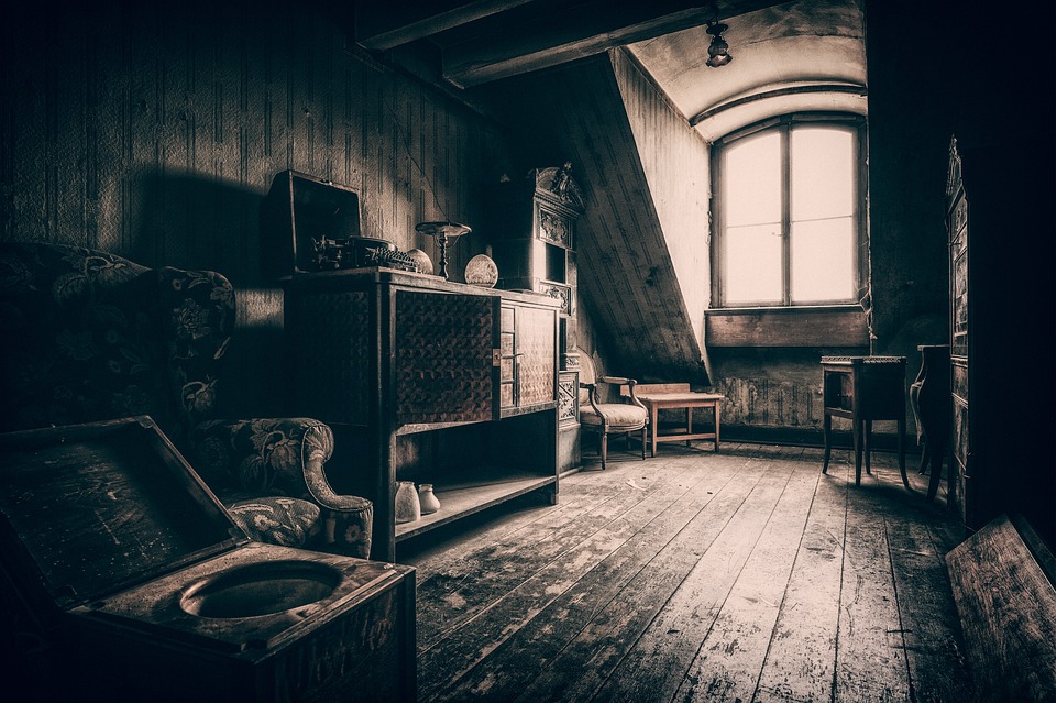 attic room with old furniture