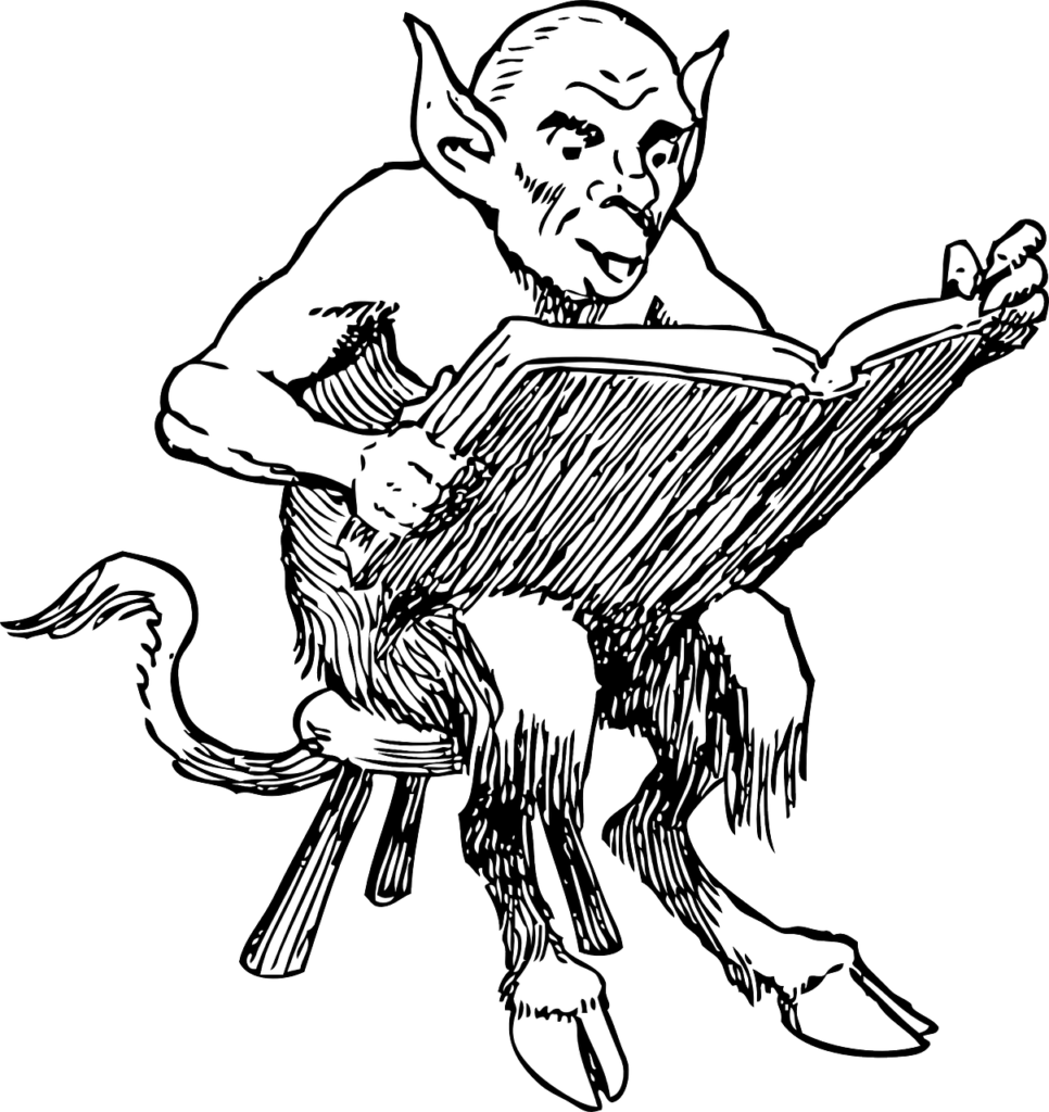 The devil reading a book