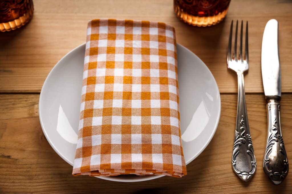 plate with napkin and cutlery
