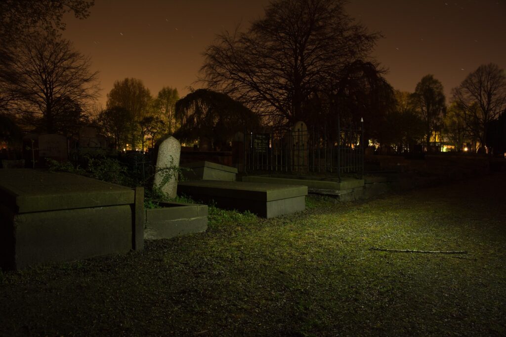 Old grave yard at night