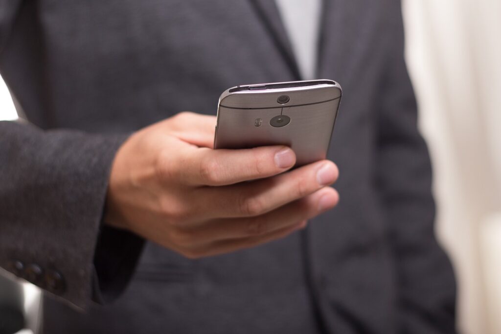 Man looking at cell phone