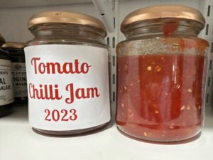 home made jars of tomato chilli jam