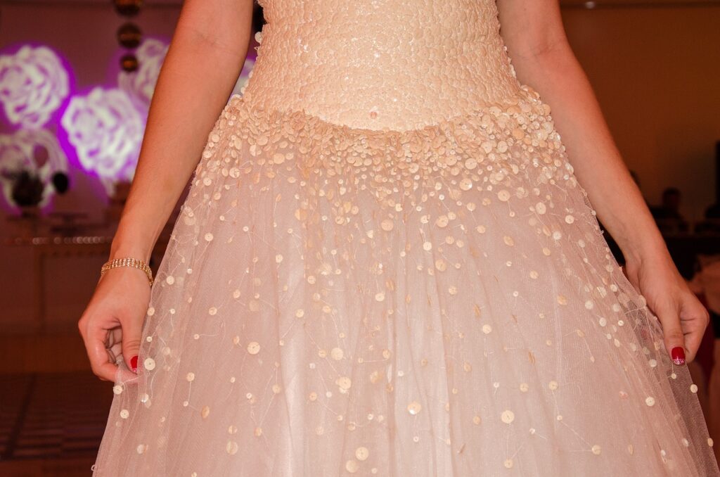 pale apricot party dress