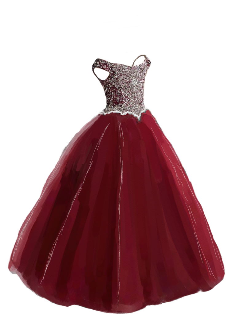 red and silver glitter evening dress