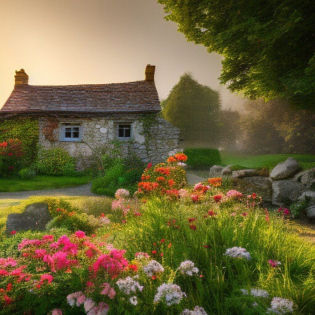 a cottage with garden